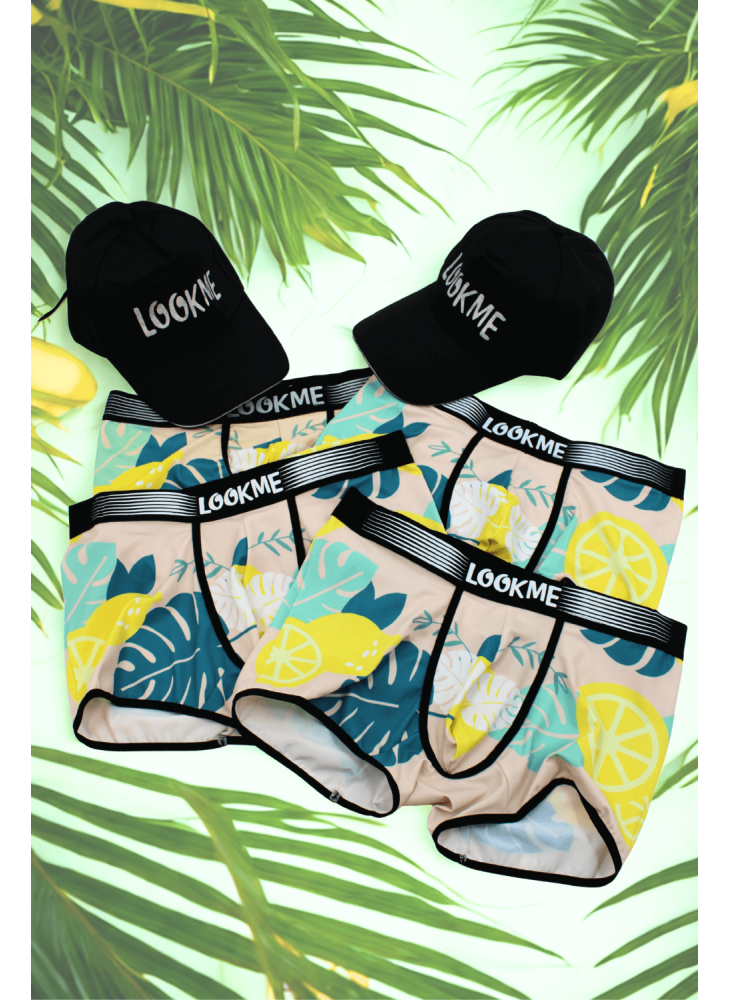 Pack 4 Boxer LM2402-67LEM LOOKME + 2 Casquettes Offertes